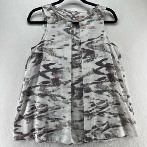 Juicy Couture Tank Top Sz M Crepe Embellished Snakeskin Keyhole Neck Shell Gray